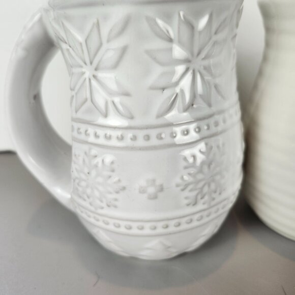 2 Large Ceramic Snowflake Coffee Mugs by Merry Makers - Picture 3 of 5